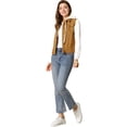 thumbnail image 2 of INSPIRE CHIC Women's Denim Jacket Button Down Long Sleeve Drawstring Hood Jean Jackets S Tan, 2 of 7
