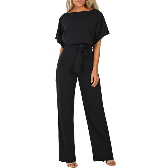 Combinaison pour Femmes Combinaison Droite Tenue de Boîte de Nuit pour Femmes Jambe Courte Combinaison Ceinturée avec Manches