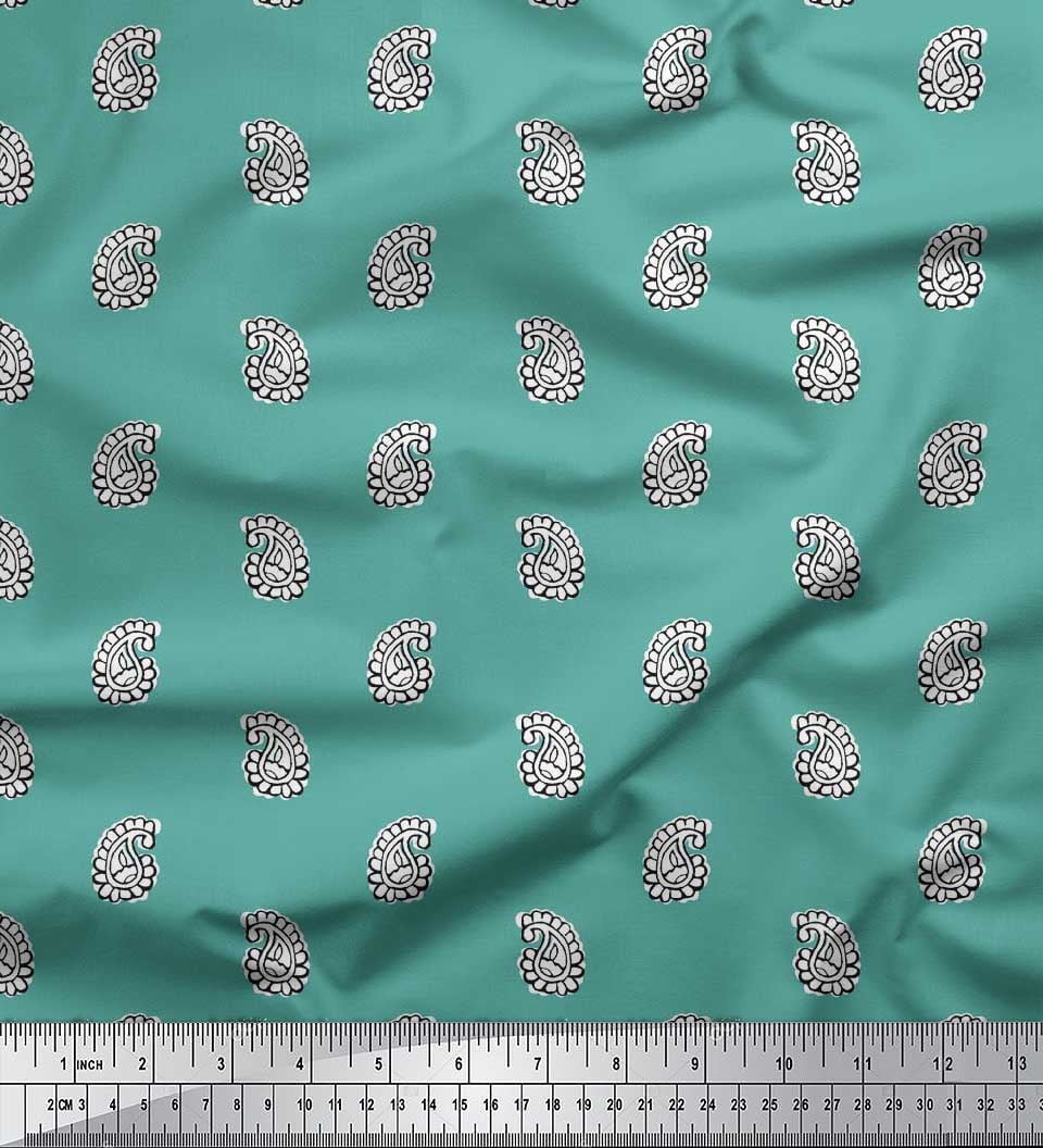 Soimoi Cotton Voile Fabric Paisley Block Decor Fabric Printed Yard 56 Inch Wide