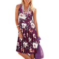 thumbnail image 2 of Nouvelle Robe d'Été pour Femmes Col Rond Imprimé Décontracté Sans Manches Robe de Plage Courte, 2 of 2