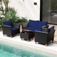 thumbnail image 4 of Costway 8 PCS Wicker Patio Furniture Set with Removable Cushions Storage Coffee Table Navy, 4 of 10