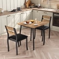 thumbnail image 4 of 3 Piece Dining Table Set for 2 – Space-Saving Kitchen Table with Metal Frame, Wood Grain Top, Upholstered Chairs – Perfect for Small Dining Room, Apartment, Studio, 4 of 9