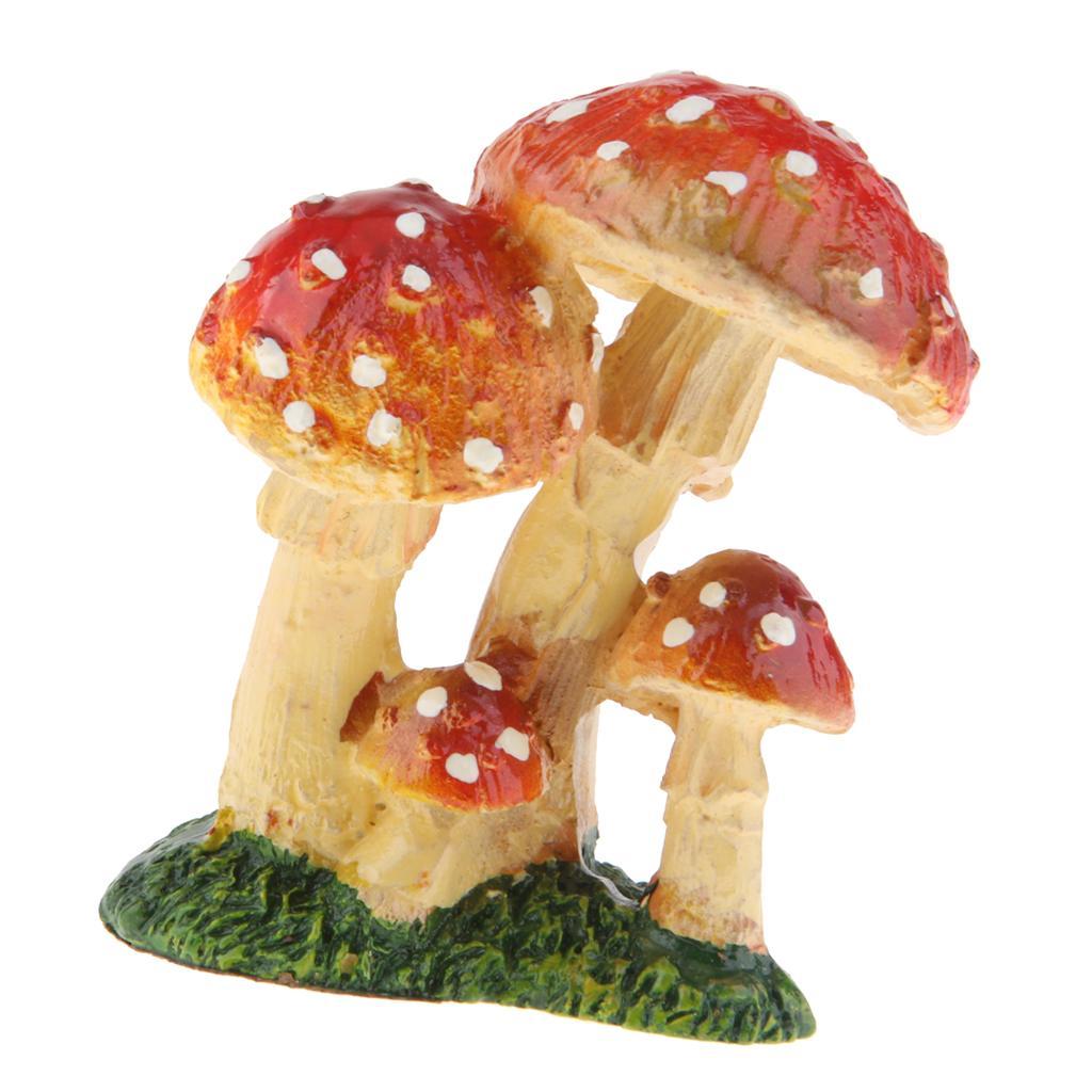 DOLITY Mini Mushroom Figurine Home Fairy Garden Terrarium Decor Yellow Red C