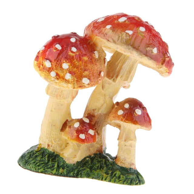 DOLITY Figurine Mini Champignon Maison Jardin Féerique Terrarium Déco Jaune Rouge C