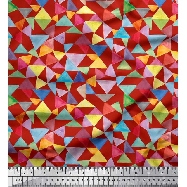 Soimoi Cotton Jersey Fabric Triangle Geometric Print Fabric by The Yard 58 Inch Wide