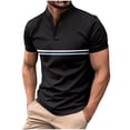 thumbnail image 2 of QIPOPIQ Men's Casual Golf Shirts Short Sleeve Button Down Striped Collared Shirts Summer Work T-Shirt Clearance, 2 of 9