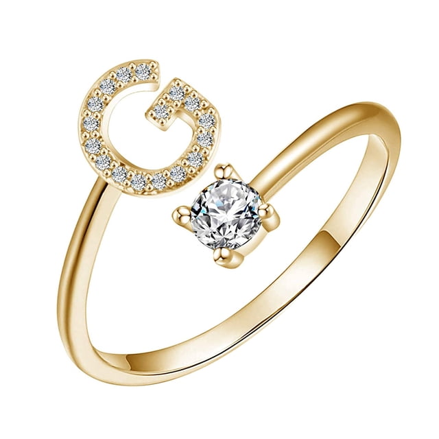 PVCS Bague Mode Exquise 26 Style Alphabet Anglais Lettre Bague en Cuivre