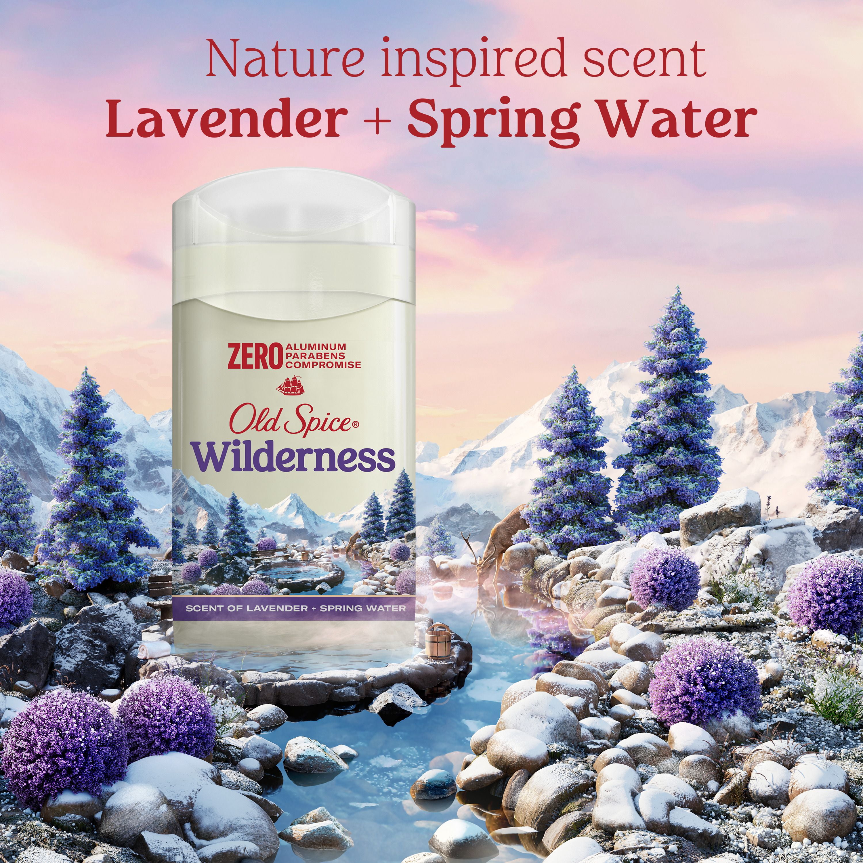 Désodorisant Old Spice pour hommes au parfum Wilderness, fraîcheur longue durée 24 heures sur 24, 7 jours sur 7, sans aluminium