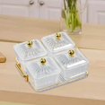 thumbnail image 2 of Assiette de Collations de Luxe aux Fruits avec Double Plateau Plat Bols de Service Poignée pour Assaisonnement des Fêtes Collations Transparent 4 Bols, 2 of 8
