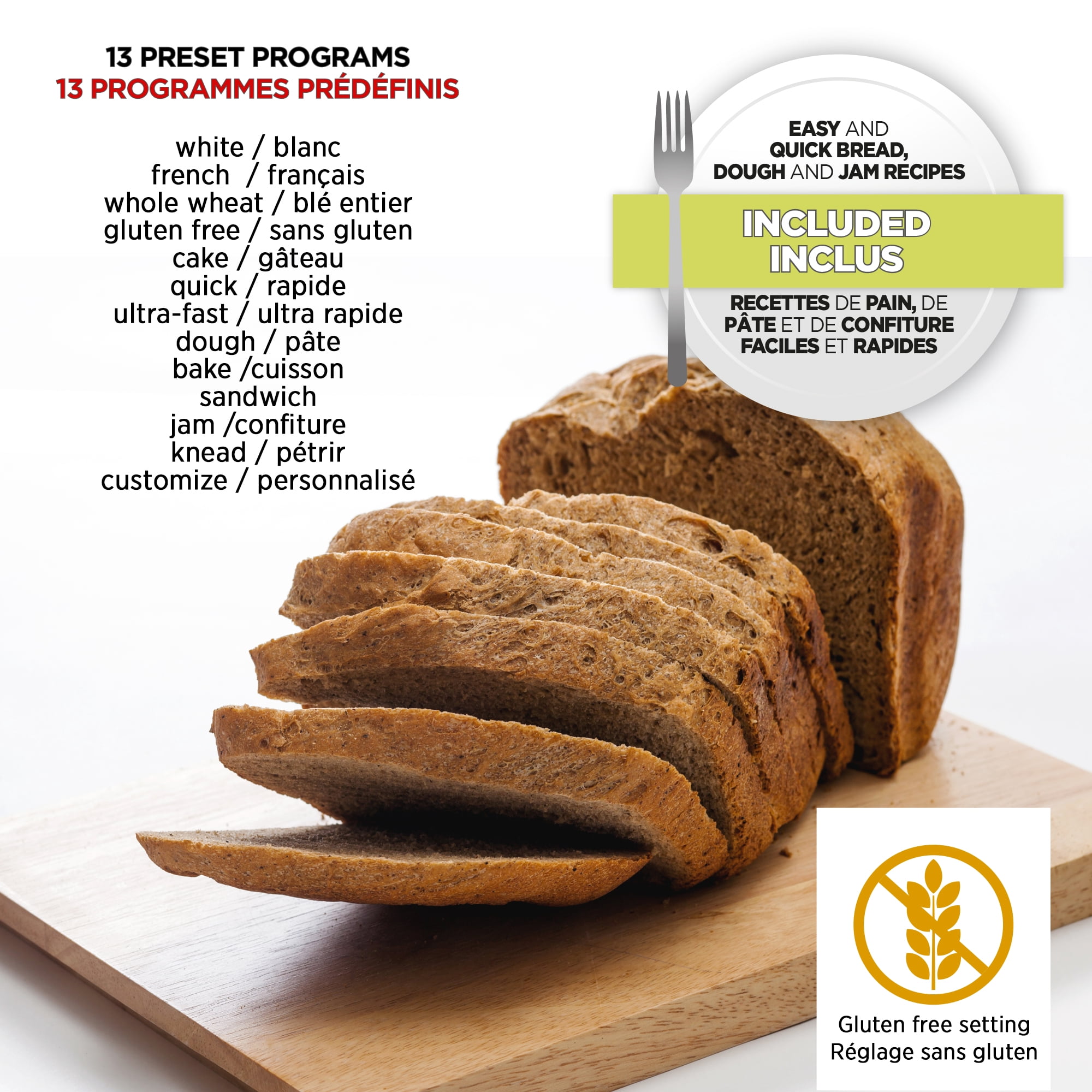 Starfrit Electric Bread Maker, 2 lb, 13 Programs