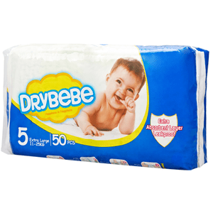 DB-1014 DryBebe #5 - Couches bébé X-Grande boîte de 50 les unités. / Coupes Bébé X-Large paq.de 50 Uniquement.