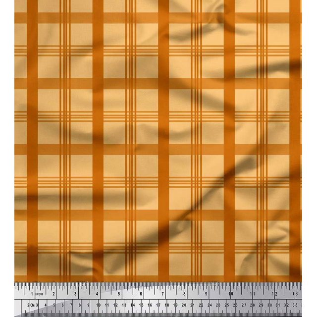Soimoi Cotton Voile Fabric Check Check Print Fabric by Yard 56 Inch Wide