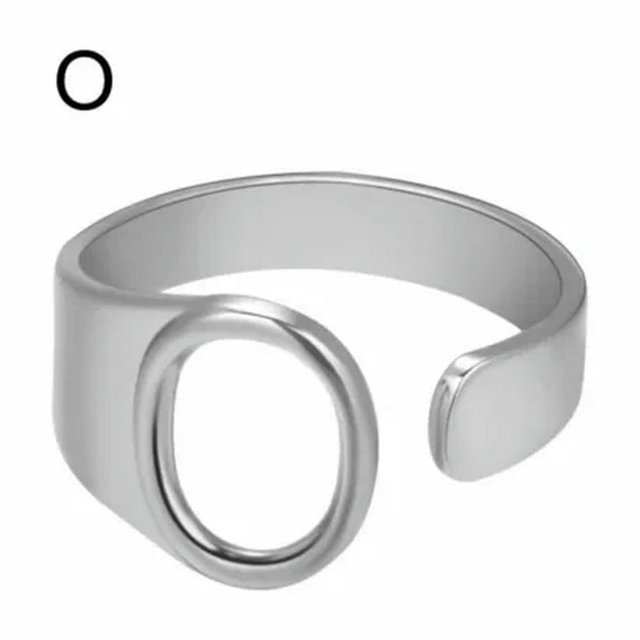 EIGTHTAIL Bague de Mode Réglable Initiale Alphabet Lettre A-Z Bagues de Doigt Bijoux pour Femmes - Argent C