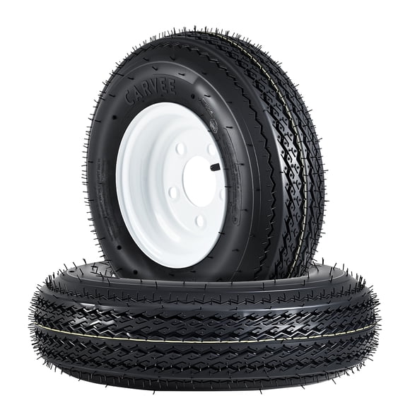 Towallmark Trailer Tire and Rim 2-Pack, 4.80-8 Heavy Duty Wheel Assembly - Pre-mounted Bias Ply Tire with Dual Steel Belts, 6PR, 5 Holes, Black, for Trailers