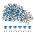 thumbnail image 1 of Unique Bargains 100PCS Grommets Eyelets 1/6 Inch (4mm) ID Hole Metal Self Backing Eyelet with Washers for Leather Blue, 1 of 7
