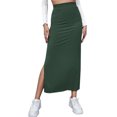 thumbnail image 3 of Slit Long Skirt, Bodycon Long Skirt Easy Matching Versatile  For Party Green,Red,Brownness,Brown,Black, 3 of 6