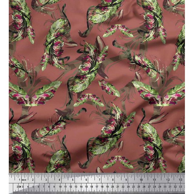 Soimoi Cotton Duck Fabric Leaves & Texture Print Fabric by the Yard 56 Inch Wide
