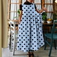thumbnail image 1 of Uootdi Robes Chasubles pour Femmes Col Ras du Cou Sans Manches Motif à Pois avec Poches Robes en Lin Décontractées Confortables Décontractées Robes Maxi Cadeau, 1 of 6
