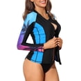 thumbnail image 3 of Charmo Womens Rash Guard Shirt Long Sleeve Raglan Sun Protection Swim Shirt Bathing Suit UPF 50+, 3 of 6