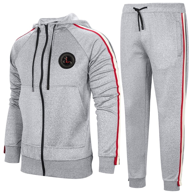 Men's Casual Tracksuit Set Long Sleeve Full-Zip Running Jogging Athletic Sweat Suits