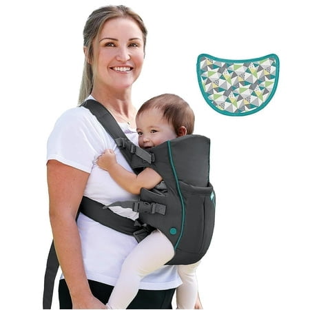 Infantino Swift Classic Carrier with Pocket - 2 Ways to Carry Grey Carrier with Wonder Bib & Essentials Storage Front Pocket, Adjustable Back Strap, Inward & Outward Facing, Easy to Clean Ma