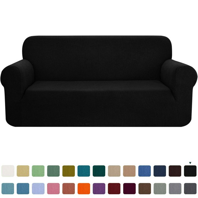 CHOK 2024 1-Piece Checks Stretch Sofa Cover Slipcover Couch Cover Chair Light Gray