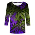 thumbnail image 5 of Xihbxyly Hauts pour Femmes Manches 3/4 T-shirt Imprimé de Mode pour Femmes Blouse à Manches 3/4 Col Rond Hauts Décontractés Articles en Liquidation, 5 of 5