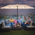 thumbnail image 1 of Costway 15Ft Patio Double-Sided Solar LED Market Umbrella Crank Base Beige, 1 of 9