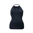 thumbnail image 1 of Summer Knitted Dress Solid Color Sleeveless Halter Neck Backless Slim Women Skirt, 1 of 8