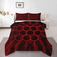 thumbnail image 2 of Erosebridal Red Honeycomb Bedding Queen Comforter Set, Neon Geometry Down Comforter, Abstract Room Decor, Reversible 3pcs, 2 of 8