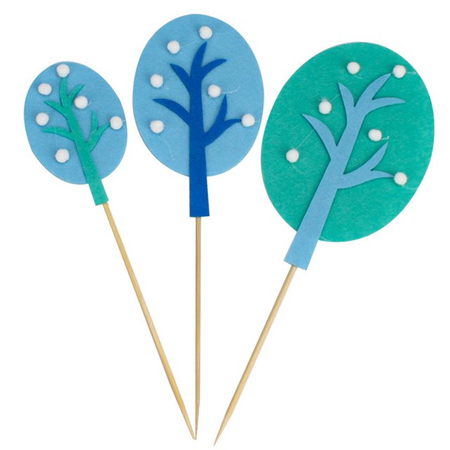 Coxeer Cake Topper Set Felt Plant Cute Cake Pick Cupcake Decoration Stick for Birthday