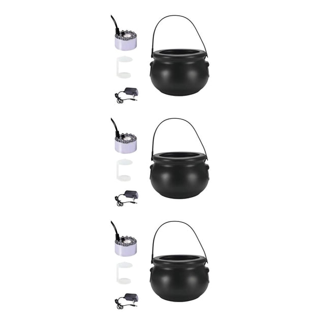yingyy Halloween Witch Cauldrons Fog Maker Spooky Mist Effect Festive Decorations Safe To Wide Application silver US Plug 3Set