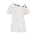 thumbnail image 4 of tarylea Going Out Tops For Women 1 Cold Shoulder Top Eyelet Short Sleeve Shirts Loose Fitted, 4 of 4
