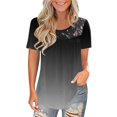 thumbnail image 2 of AMERTEER Femmes Mode Dentelle Uni à Empiècements Col Rond Manches Courtes T-Shirt Blouse Hauts T-Shirt pour Femmes, 2 of 6