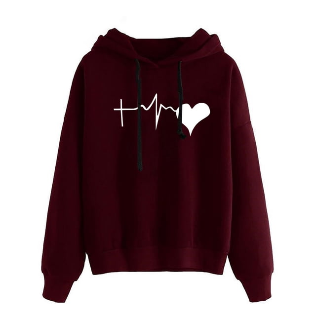 WZXFASHION Chandail à Manches Longues pour Femmes à Capuche Décontracté Imprimé Chandails à Capuche pour Femmes Chandails jusqu'à 50 % de Rabais Chandail à Capuche à Enfiler à Fermeture Éclair