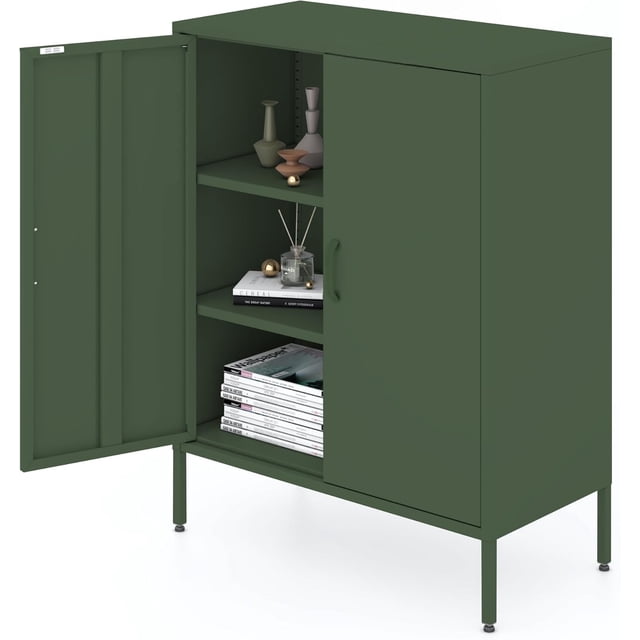 CHSHIN 40"H Green Metal Locker Storage Cabinet,Multipurpose 3-Tier for Home,Office,Bar(Width:31.5")