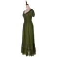 thumbnail image 4 of Robe Maxi pour Femme de Style Renaissance Paysanne, Style Bohème, Manches Cap, Bordure en Dentelle, Vert Olive, XX-Grand, 4 of 5