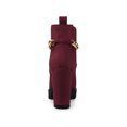 thumbnail image 2 of BLISSFUL STEP Women's Platform Chain Block High Heel Ankle Boots Burgundy 6, 2 of 7