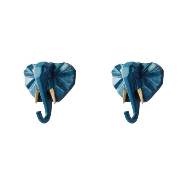 Wweixi Coat Hooks Easy To Install And Wide Application For Added In Daily Life Retro blue(elephant) 2Set