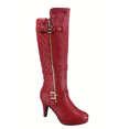 thumbnail image 1 of Bottes à Talon Haut à Fermeture Éclair à Bout Rond Décontractées pour Femmes Dames Mode (Rouge, 10), 1 of 5