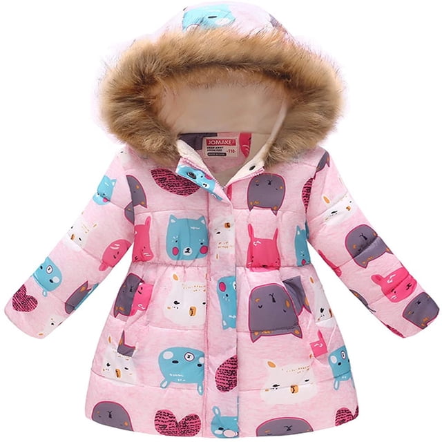 Veste Matelassée pour Enfants Garçons et Filles Mode Imprimé Dessin Animé Grand Garçon Col Long Veste Matelassée à Capuche