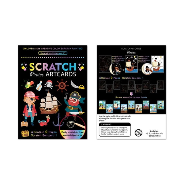 I Pirate Theme Scratch Paper Set With Pen For Kids Diy Craft Educational Toy