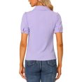thumbnail image 3 of INSPIRE CHIC Women's Collared Top Peter Pan Collar Short Sleeve Button Front Shirts XL Purple, 3 of 7