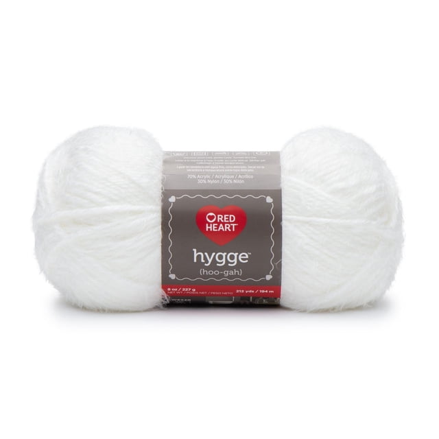 Red Heart® Hygge™ Fil Blanc, Gros Mélange Acrylique-Nylon #5, Écheveau de 8 oz (227 g) avec 212 Verges (194 m), Présentant une texture Douce et Drapée Idéale pour des Projets Douillets de Tricot et de crochet, Convient Aussi aux Accessoires Chauds et à la Déco Maison.