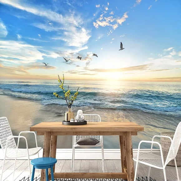 3D Wallpaper Seagull Blue Sky White Clouds SKU# WAL0214