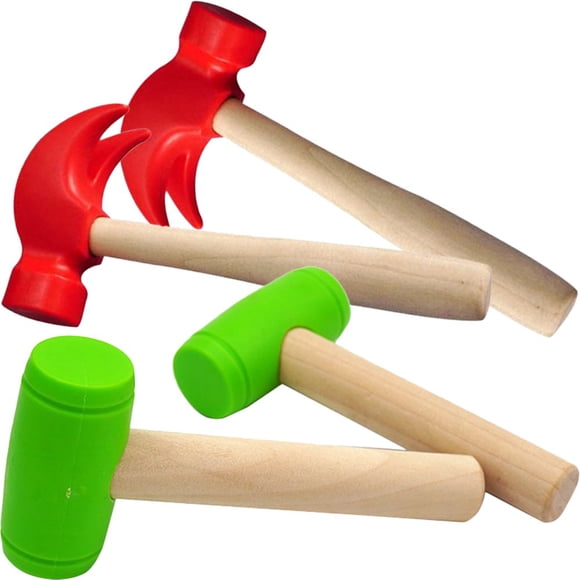 HLONK 4 Pcs Small Wooden Hammer Hammer Toy Educational Toys Toddler Child 16.5x8cm