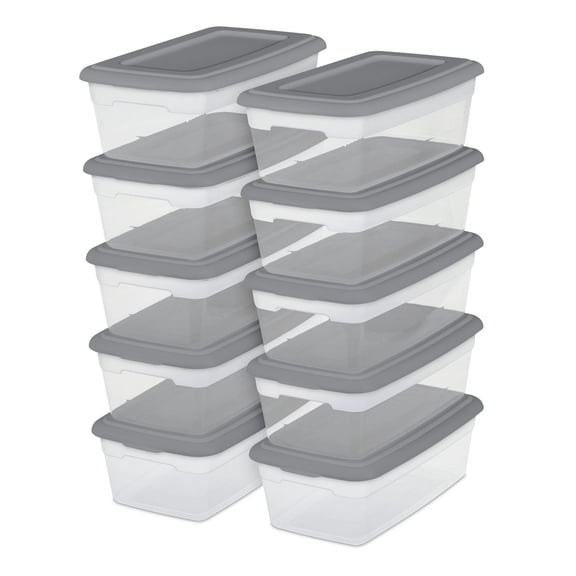 Ensemble de (10) boîtes de rangement Sterilite de 5,7 litres, bacs de rangement en plastique transparent avec couvercle à enclenche , gris