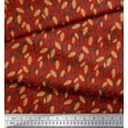 thumbnail image 1 of Soimoi Tissu Popeline de Coton Rouge Imprimé Floral Feuilles & Trèfle au Mètre 42 Pouces de Large, 1 of 5