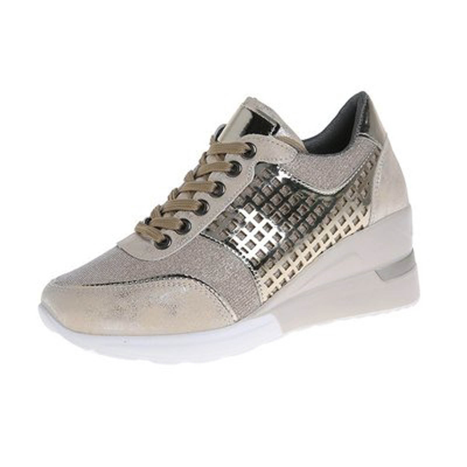 Babysbule Chaussures pour Femmes en Liquidation, Chaussures Plates-Formes Décontractées à Lacets à Talon Compensé à Paillettes Chaussures Simples Espadrilles Femmes