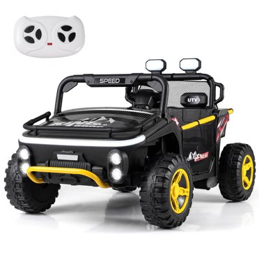 Costway Jouet à Chevaucher 24 V pour Grands Enfants, UTV Camion-Auto à Chevaucher 2 Places avec Télécommande, Noir